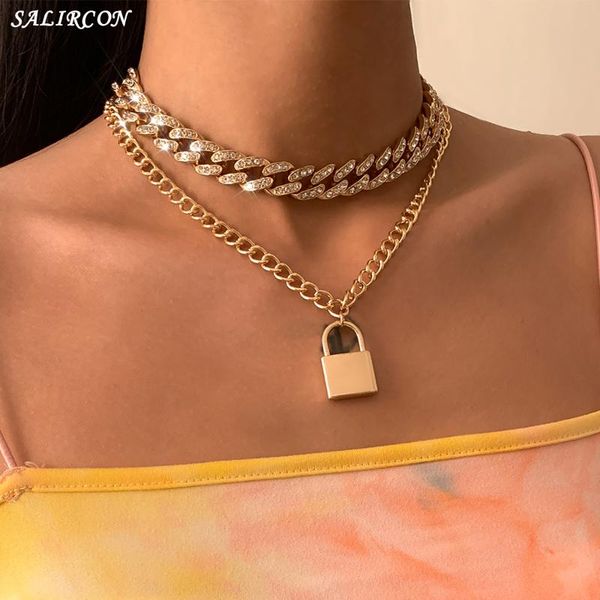 pendant necklaces punk crystal cuban chain lock necklace for women men vintage padlock rhinestone choker gothic fashion jewelry, Silver
pendant necklaces punk crystal cuban chain lock necklace for women men vintage padlock rhinestone choker gothic fashion jewelry, Silver