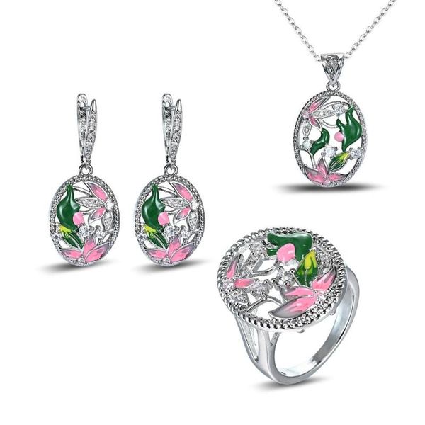 earrings & necklace elegant 925 silver enamel creative oval flower pendant jewelry suit
earrings & necklace elegant 925 silver enamel creative oval flower pendant jewelry suit