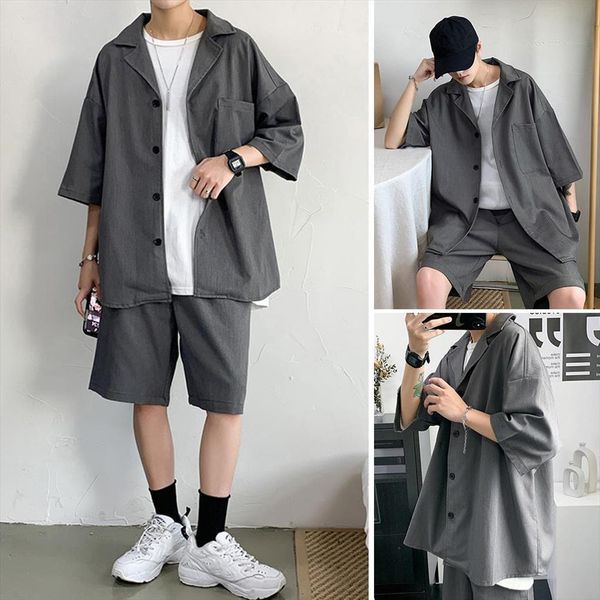 summer fashion casual short sleeves men tracksuits pockets shirt shorts pants suit turn down collar and for storing small, Gray
summer fashion casual short sleeves men tracksuits pockets shirt shorts pants suit turn down collar and for storing small, Gray