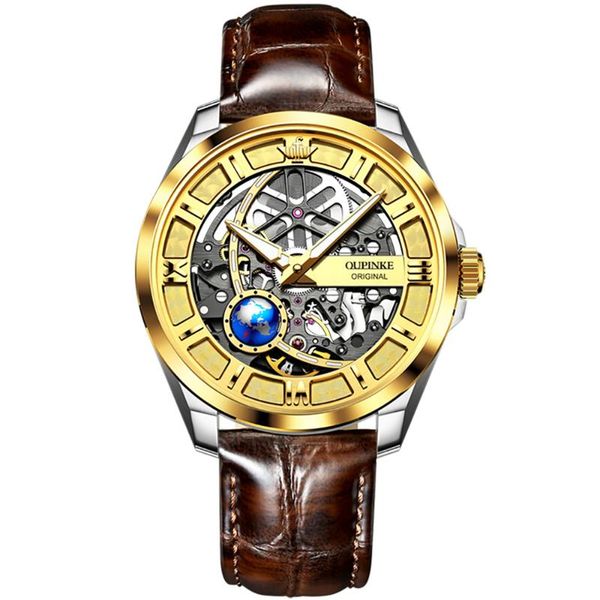wristwatches oupinke men skeleton mechanical watch original genuine automatic watches waterproof sapphire fashion wristwatc, Slivery;brown
wristwatches oupinke men skeleton mechanical watch original genuine automatic watches waterproof sapphire fashion wristwatc, Slivery;brown