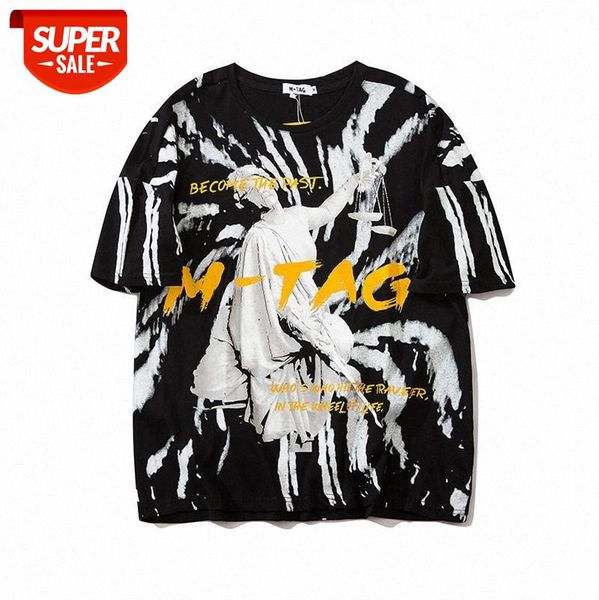american high street loose letters graffiti printed t-shirt tie-dye statue print short-sleeved round neck tee male #n974, White;black
american high street loose letters graffiti printed t-shirt tie-dye statue print short-sleeved round neck tee male #n974, White;black