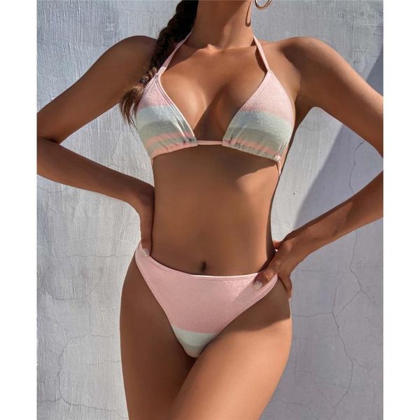 women's swimwear splicing halter bikini female swimsuit women two-pieces set mid waist ribbed bather bathing suit swim, White;black
women's swimwear splicing halter bikini female swimsuit women two-pieces set mid waist ribbed bather bathing suit swim, White;black