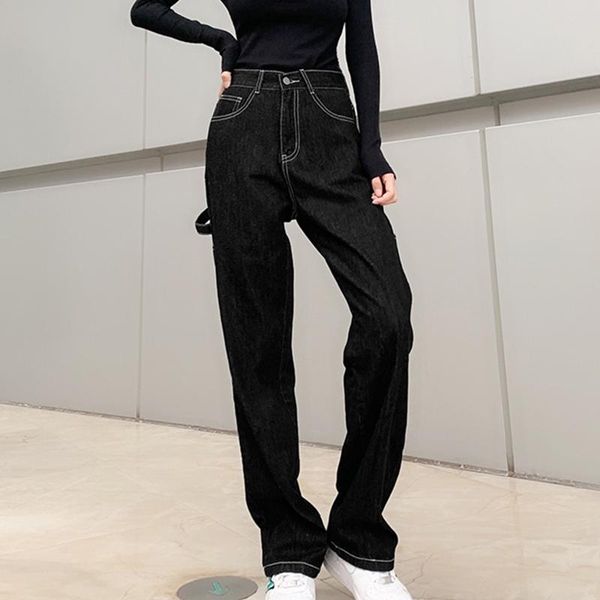 black women's high waist jeans streetwear patchwork straight full length denim pants pantalones vaqueros mujer 2021 trousers, Blue
black women's high waist jeans streetwear patchwork straight full length denim pants pantalones vaqueros mujer 2021 trousers, Blue