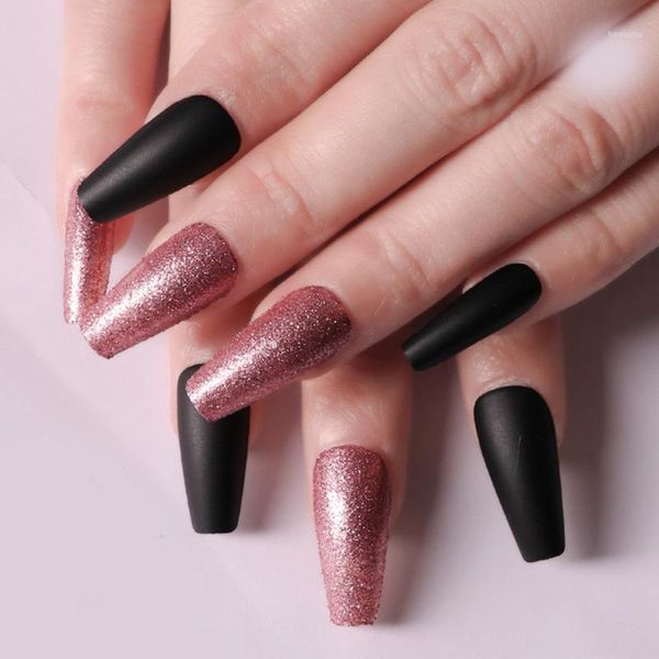 24pcs press on nails coffin elegant black rose gold jump color manicure patch wearable full cover fake nail tips for girls1, Red;gold
24pcs press on nails coffin elegant black rose gold jump color manicure patch wearable full cover fake nail tips for girls1, Red;gold