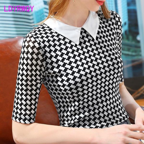 women's t-shirt ldyrwqy 2021 korean style stitching printed mesh temperament five-point sleeves cover belly slim fashion, White
women's t-shirt ldyrwqy 2021 korean style stitching printed mesh temperament five-point sleeves cover belly slim fashion, White