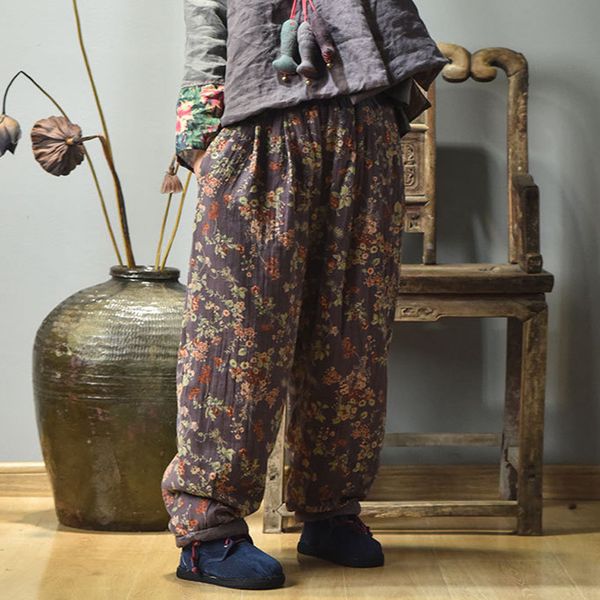 johnature women elastic waist print floral winter pants warm thick vintage trouser loose female wide leg pants 210521, Black;white
johnature women elastic waist print floral winter pants warm thick vintage trouser loose female wide leg pants 210521, Black;white