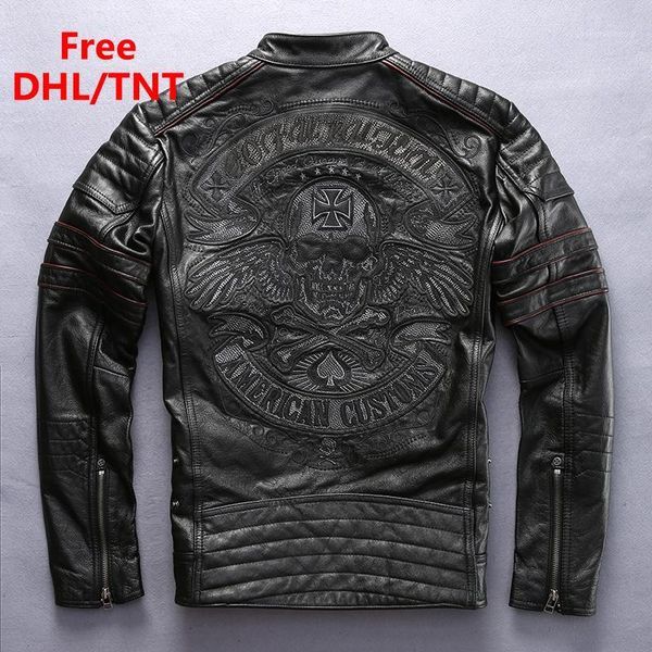 men's leather & faux 2021 retro vintage genuine jacket embroidery skull pattern black slim fit men motorcycle biker coat male dhl/tnt
men's leather & faux 2021 retro vintage genuine jacket embroidery skull pattern black slim fit men motorcycle biker coat male dhl/tnt