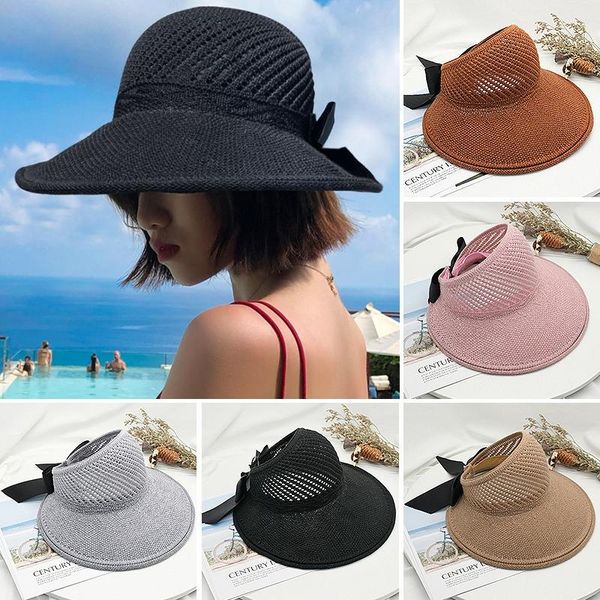 wide brim hats summer sun visor hat bowknot decor straw cap women empty sunhat with caps outdoor vacation beach sunscreen, Blue;gray
wide brim hats summer sun visor hat bowknot decor straw cap women empty sunhat with caps outdoor vacation beach sunscreen, Blue;gray