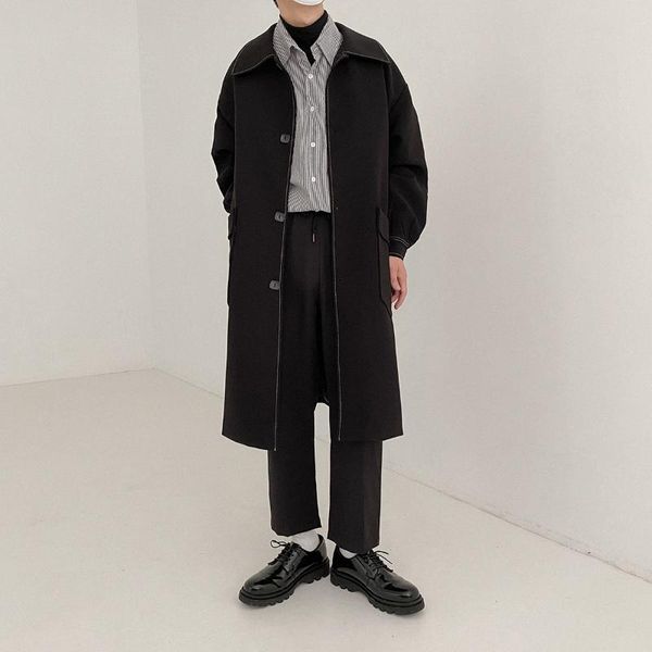 men's trench coats japanese retro ming series windbreaker mid-length loose and handsome over-the-knee coat autumn trend, Tan;black
men's trench coats japanese retro ming series windbreaker mid-length loose and handsome over-the-knee coat autumn trend, Tan;black