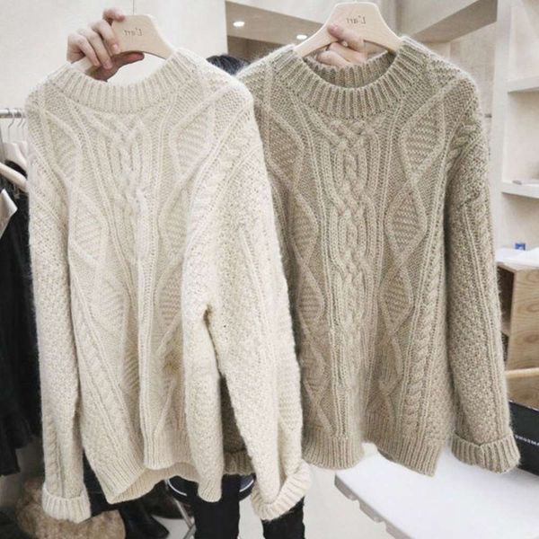 women's sweaters sweater thickened neutral women's korean twist loose round neck for autumn and winter lazy pullover pjfe, White;black
women's sweaters sweater thickened neutral women's korean twist loose round neck for autumn and winter lazy pullover pjfe, White;black