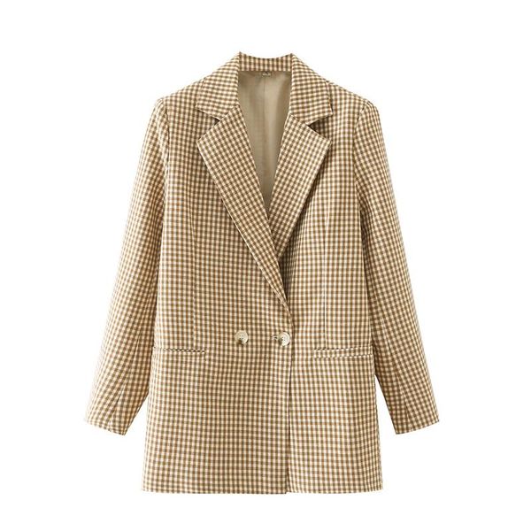 women's suits & blazers women khaki plaid blazer coat vintage notched collar double breasted suit jacket 2021 fashion female casual chi, White;black
women's suits & blazers women khaki plaid blazer coat vintage notched collar double breasted suit jacket 2021 fashion female casual chi, White;black