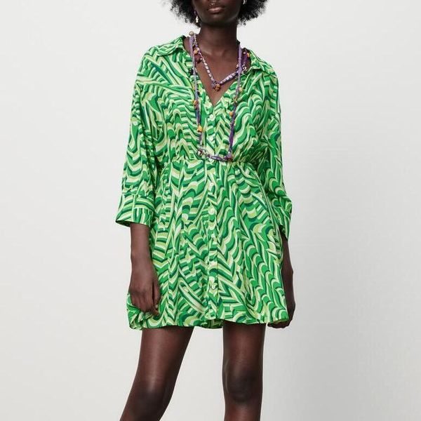 casual dresses for women 2021 green print summer mini dress korean fashion commute button lapels elastic waist slim fit shirt, Black;gray
casual dresses for women 2021 green print summer mini dress korean fashion commute button lapels elastic waist slim fit shirt, Black;gray