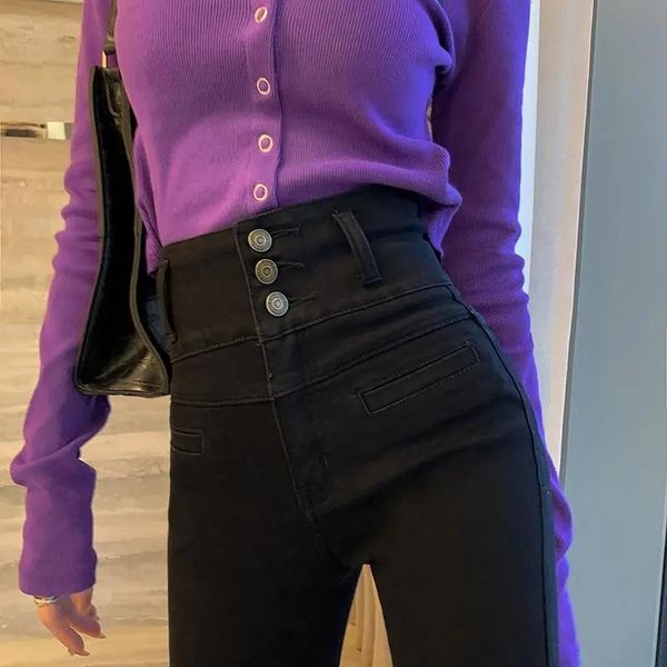 women's jeans high waist three buttons women skinny fashion korean denim pencil pants stretch slim all-match casual trousers, Blue
women's jeans high waist three buttons women skinny fashion korean denim pencil pants stretch slim all-match casual trousers, Blue