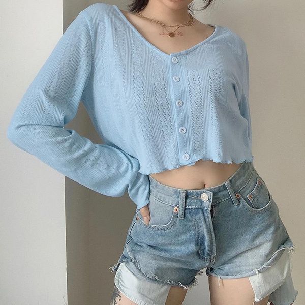 women's knits & tees women korean loose all-match blouse female solid long sleeve fall summer sweet blue v-neck knitted cardigan, White
women's knits & tees women korean loose all-match blouse female solid long sleeve fall summer sweet blue v-neck knitted cardigan, White