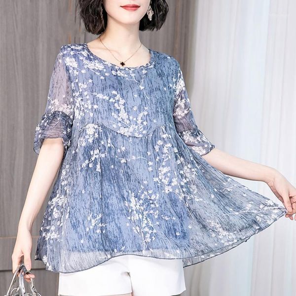 chiffon blouse loose bottoming shirt summer fat mm trumpet sleeves women's blouses & shirts, White
chiffon blouse loose bottoming shirt summer fat mm trumpet sleeves women's blouses & shirts, White