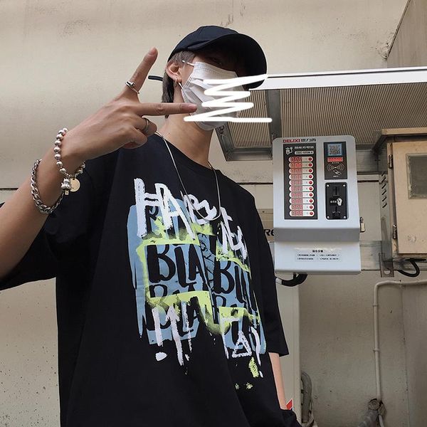 men's t-shirts black t-shirt oouple korean hip-hop graffiti letter printing men short sleeve white high street grunge japanese streetwe, White;black
men's t-shirts black t-shirt oouple korean hip-hop graffiti letter printing men short sleeve white high street grunge japanese streetwe, White;black