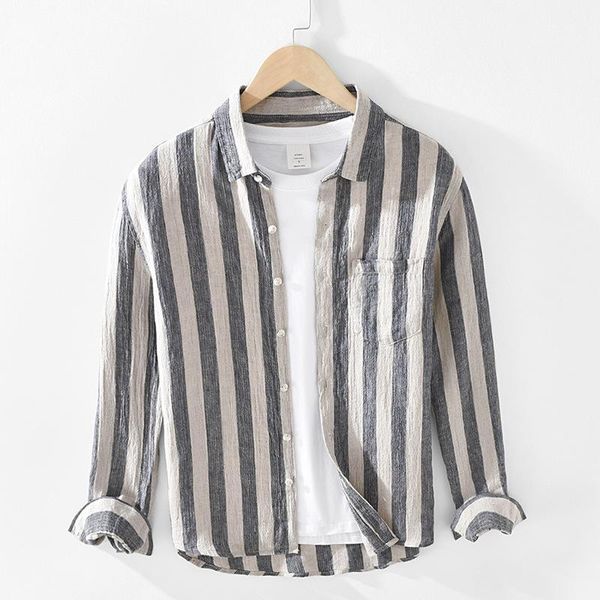 men's casual shirts linen japan style pleated flax vintage breathable thin strip slim pockets blouses male clothing, White;black
men's casual shirts linen japan style pleated flax vintage breathable thin strip slim pockets blouses male clothing, White;black