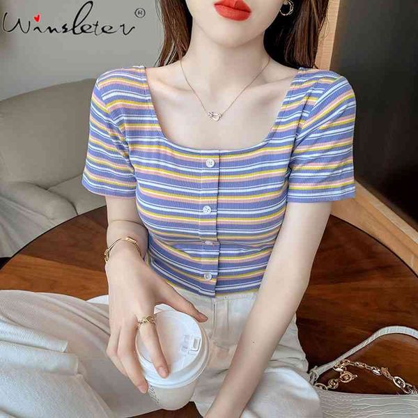 women's t-shirt summer european clothes short cotton chic skew collar button striped elastic women loose tees t15727a at, White
women's t-shirt summer european clothes short cotton chic skew collar button striped elastic women loose tees t15727a at, White
