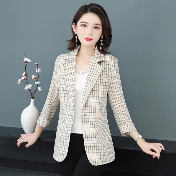 women's suits & blazers wllwlp quarter sleeve lattice blazer spring autumn slim single button pockets detail women commute a042, White;black
women's suits & blazers wllwlp quarter sleeve lattice blazer spring autumn slim single button pockets detail women commute a042, White;black