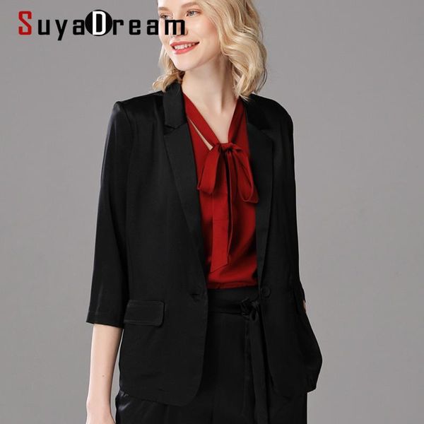 suyadream silk blazer satin woman 3/4 sleeves single button solid office chic blazers 2021 fall winter elegant set women's suits &, White;black
suyadream silk blazer satin woman 3/4 sleeves single button solid office chic blazers 2021 fall winter elegant set women's suits &, White;black