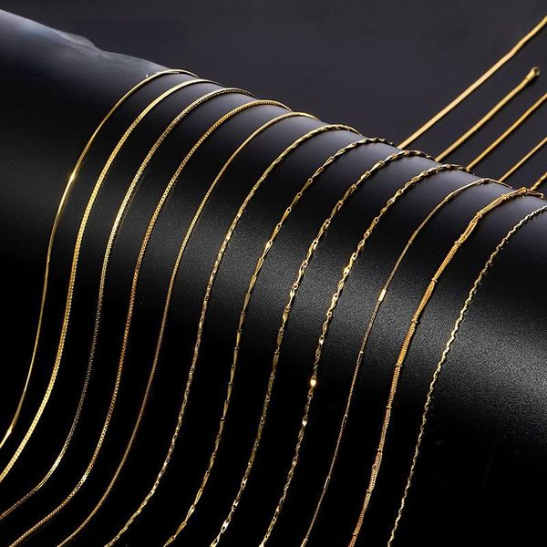 chains 24k real gold plated color necklace thin snake bone chain box melon seed pendant single gift, Silver
chains 24k real gold plated color necklace thin snake bone chain box melon seed pendant single gift, Silver