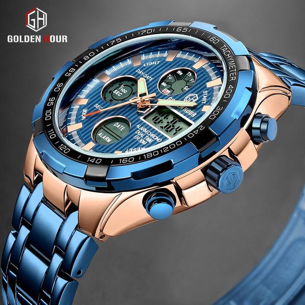 wristwatches goldenhour mens watches fashion led dual display wristwatch stainless steel sports clock relogio masculino, Slivery;brown
wristwatches goldenhour mens watches fashion led dual display wristwatch stainless steel sports clock relogio masculino, Slivery;brown