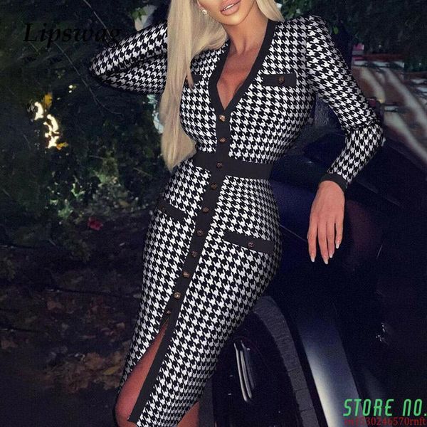 casual dresses women houndstooth print split dress deep v-neck button party spring autumn long sleeve bodycon office lady, Black;gray
casual dresses women houndstooth print split dress deep v-neck button party spring autumn long sleeve bodycon office lady, Black;gray