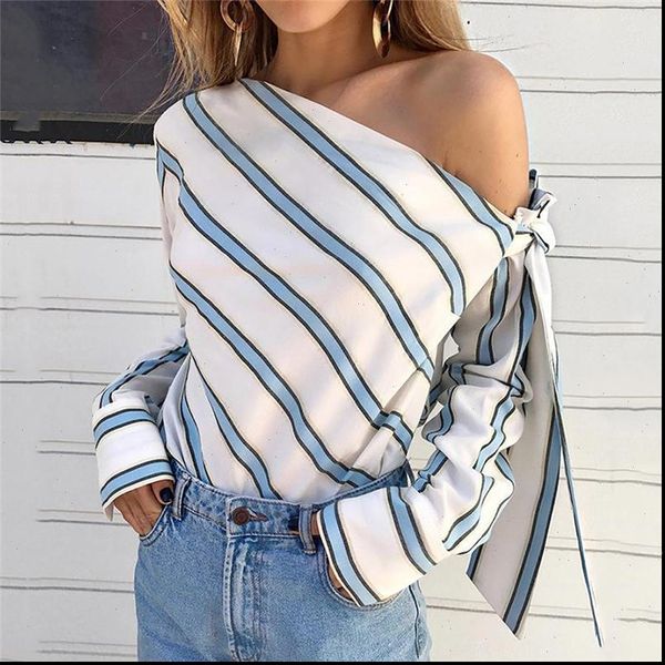 summer striped loose fashion womens blouses off shoulder lace up elegant long sleeve chic, White
summer striped loose fashion womens blouses off shoulder lace up elegant long sleeve chic, White