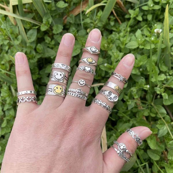 band luxury 15 types multi happy smiley face open rings for women creative circle cute ring party hollow adjustable punk jewelry a908, Silver
band luxury 15 types multi happy smiley face open rings for women creative circle cute ring party hollow adjustable punk jewelry a908, Silver