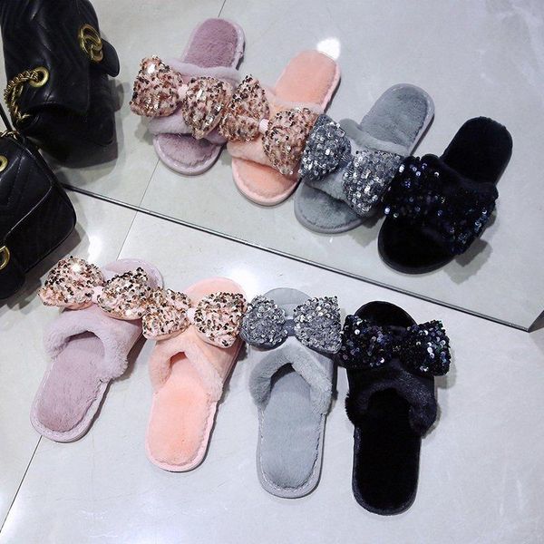 bling sequin bow plush slippers cotton slip on warm shoes casual for flats women home 2021, Black
bling sequin bow plush slippers cotton slip on warm shoes casual for flats women home 2021, Black