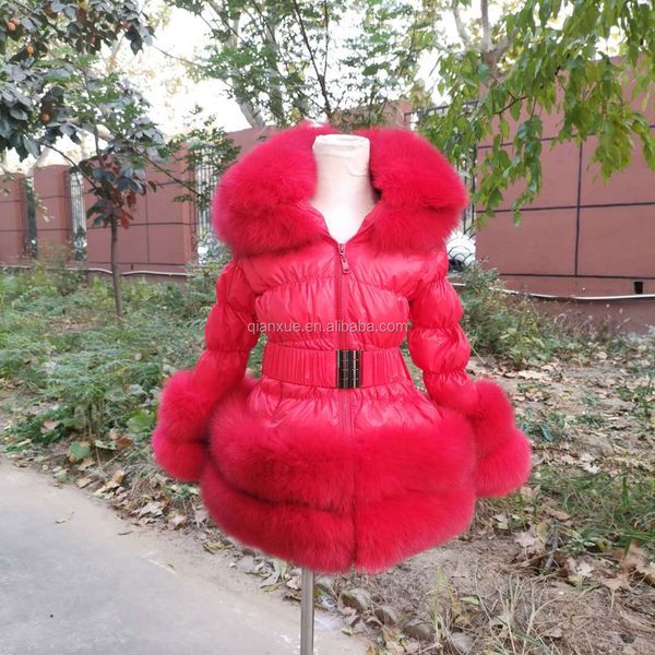 new style winter child real fur down et for kids popular puffer coat casual outwear cloth with big detachable collar, Black 
new style winter child real fur down et for kids popular puffer coat casual outwear cloth with big detachable collar, Black