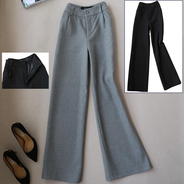 women's pants & capris fashion korean ladies chic high waist retro loose autumn and winter straight trousers wild quality, Black;white
women's pants & capris fashion korean ladies chic high waist retro loose autumn and winter straight trousers wild quality, Black;white