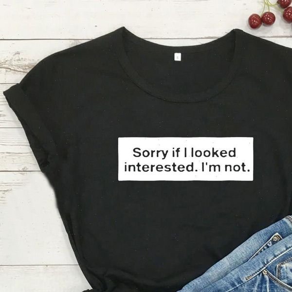 sorry womens if i look interested funny t shirt women short sleeve cotton black tee femme o neck, White
sorry womens if i look interested funny t shirt women short sleeve cotton black tee femme o neck, White