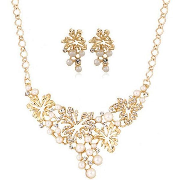 earrings & necklace women alloy leaf shape with diamonds pearl female korean style jewelry set, Silver
earrings & necklace women alloy leaf shape with diamonds pearl female korean style jewelry set, Silver