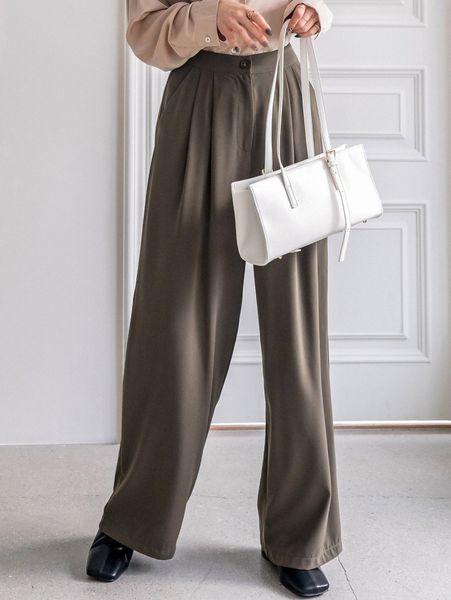 dazy slant pockets wide leg pants x0zz#, Black;white