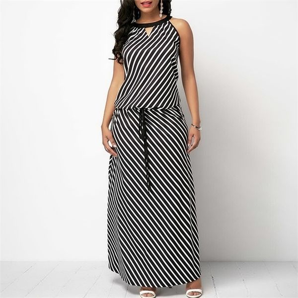 women fashion summer casual sleeveless round neck black stripe loose plus size female long dress costume, Black;gray
women fashion summer casual sleeveless round neck black stripe loose plus size female long dress costume, Black;gray