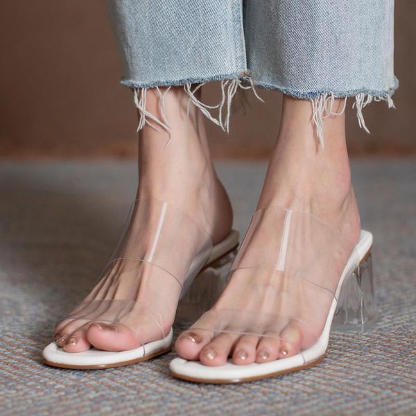 summer women pvc jelly sandals crystal open toed chunky clear heels transparent high heel sandas slipper pumps, Black
summer women pvc jelly sandals crystal open toed chunky clear heels transparent high heel sandas slipper pumps, Black