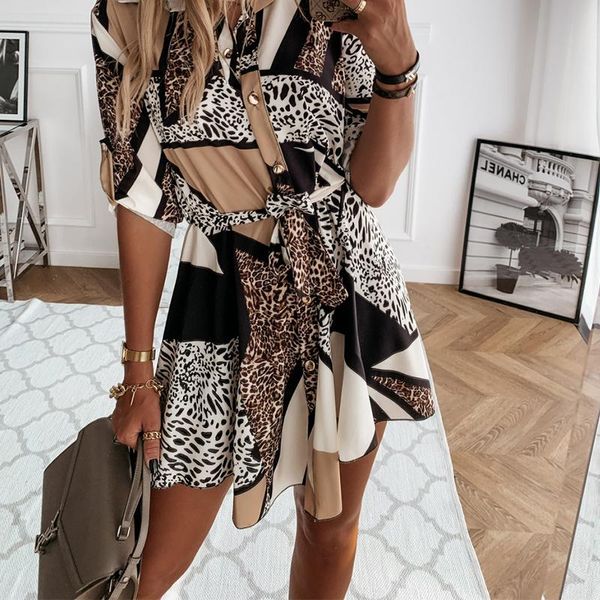 casual dresses fashion leopard printing shirt dress female high waist temperament office work wear summer for women 2021, Black;gray
casual dresses fashion leopard printing shirt dress female high waist temperament office work wear summer for women 2021, Black;gray