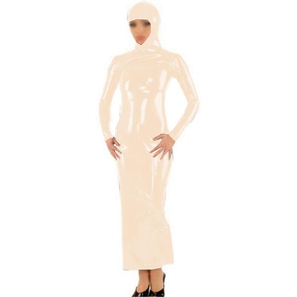 casual dresses plus size wetlook long sleeve hooded ankle length dress women halloween cosplay party costume novelty pvc bodycon maxi, Black;gray