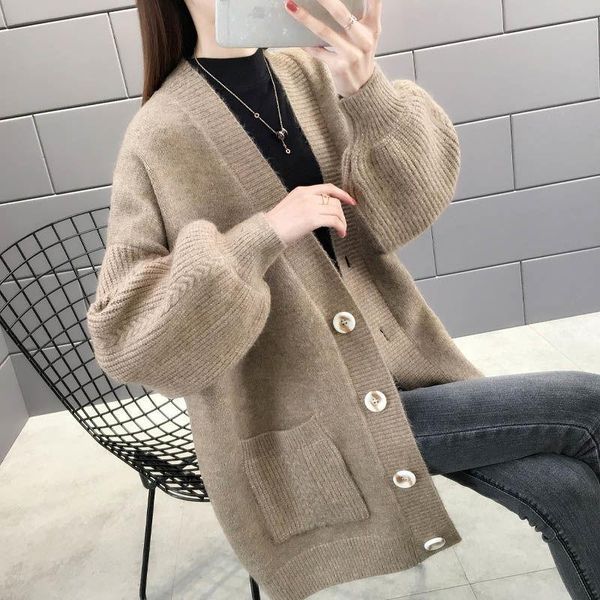 women's knits & tees 2021 autumn and winter lantern long-sleeved knitted loose jacket mid-length v-neck solid color sweater cardigan wo, White
women's knits & tees 2021 autumn and winter lantern long-sleeved knitted loose jacket mid-length v-neck solid color sweater cardigan wo, White