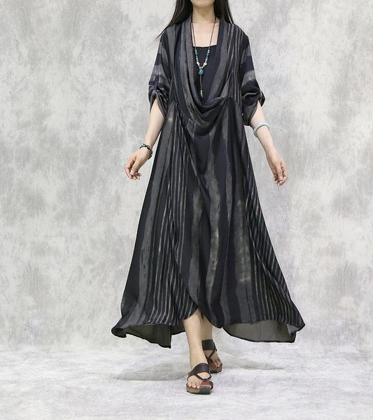 casual dresses 2021 dress women autumn fashion loose irregular striped ladies spliced, Black;gray
casual dresses 2021 dress women autumn fashion loose irregular striped ladies spliced, Black;gray