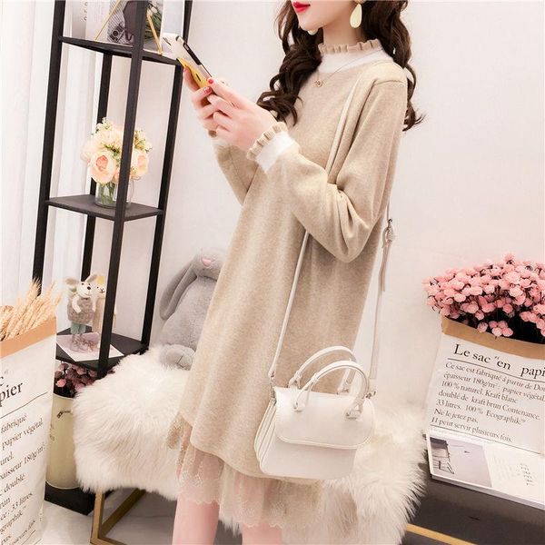 elegant knitted dresses women's lace stitching sweater dress all-match hedging mid-length base female 2021 autumn winter casual, Black;gray
elegant knitted dresses women's lace stitching sweater dress all-match hedging mid-length base female 2021 autumn winter casual, Black;gray