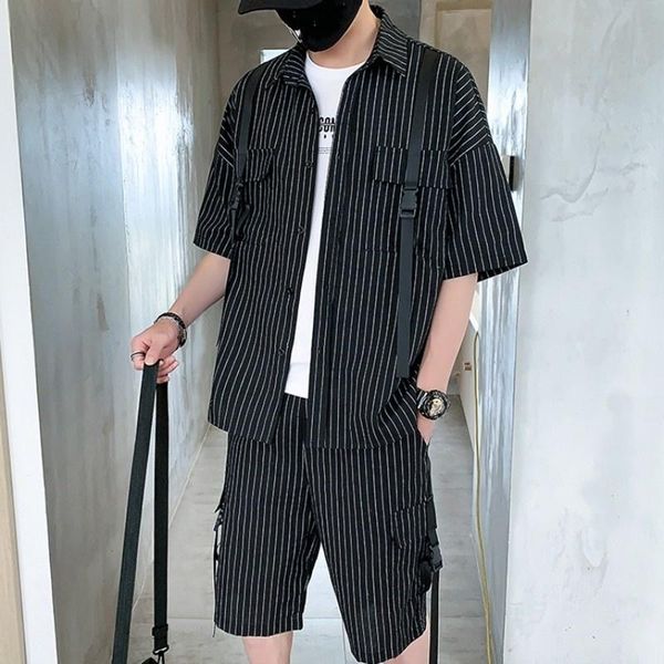 jogging clothing tracksuit summer mens casual wear sets lace up cargo short loose fit striped shirts cardigan fashion male matching set outf, Black;red
jogging clothing tracksuit summer mens casual wear sets lace up cargo short loose fit striped shirts cardigan fashion male matching set outf, Black;red