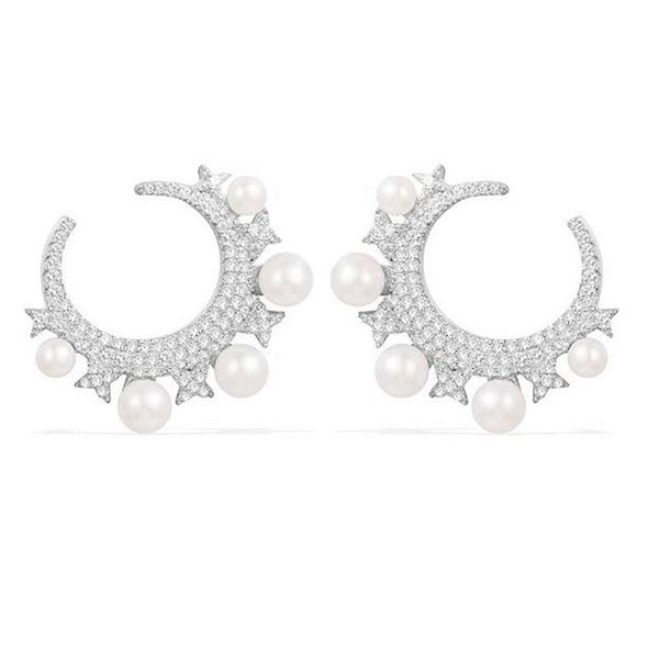 one thousand and night 925 sterling silver zircon art moon stud earring festival pearl monaco women wedding jewelry, Golden;silver
one thousand and night 925 sterling silver zircon art moon stud earring festival pearl monaco women wedding jewelry, Golden;silver