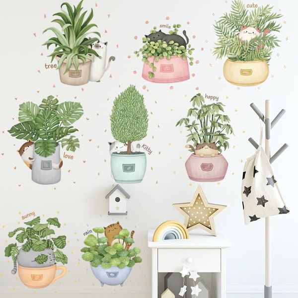 wall stickers cat potted plants for living room decor removable decals bedroom home art murals posters
wall stickers cat potted plants for living room decor removable decals bedroom home art murals posters