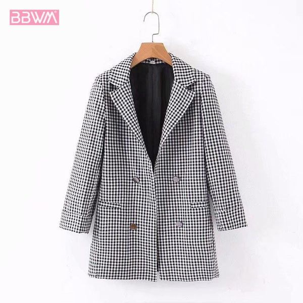 women's jackets retro plaid loose casual double-breasted lapel long sleeves female jacket korean version of sweet chic coat, Black;brown
women's jackets retro plaid loose casual double-breasted lapel long sleeves female jacket korean version of sweet chic coat, Black;brown