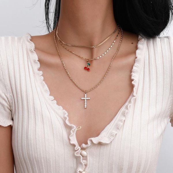 romantic cherry cross snake chain chokers necklace creative rhinestone pendant for women birthday jewelry necklaces, Silver
romantic cherry cross snake chain chokers necklace creative rhinestone pendant for women birthday jewelry necklaces, Silver