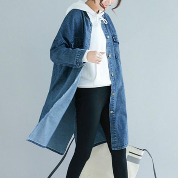 women's trench coats autumn loose single-breasted mid long outerwear female jeans windbreaker casual oversized denim jacket, Tan;black
women's trench coats autumn loose single-breasted mid long outerwear female jeans windbreaker casual oversized denim jacket, Tan;black