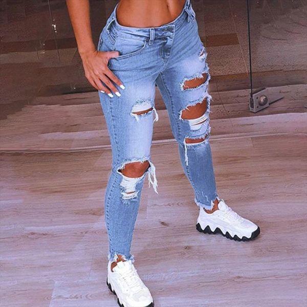summer spring denim ripped hole women jean stretch slim high waist ladies plus size full length pencil pants, Blue
summer spring denim ripped hole women jean stretch slim high waist ladies plus size full length pencil pants, Blue
