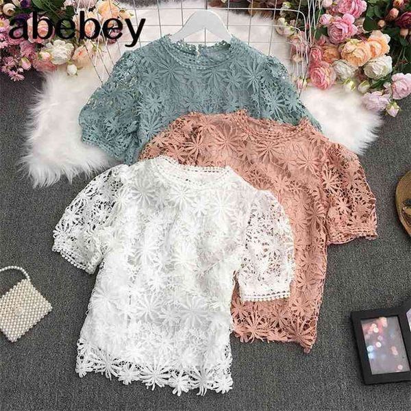 summer sweet all-match o-neck puff sleeve blouse hollow out lace crochet stitching shirt 210715, White
summer sweet all-match o-neck puff sleeve blouse hollow out lace crochet stitching shirt 210715, White